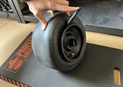 The Onewheel Pint tire being removed.